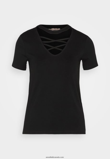 Anna Field Women Print T-Shirt Black H42J4Z325