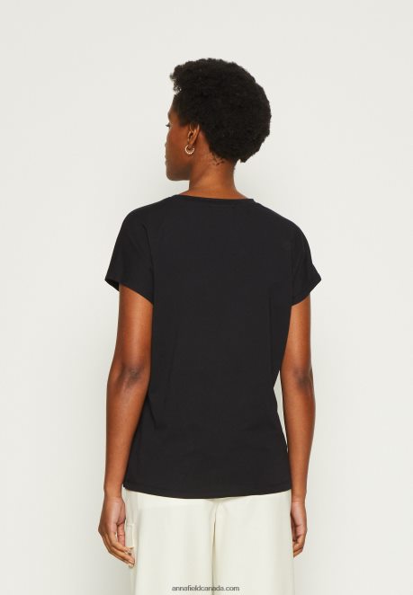 Anna Field Women Print T-Shirt Black H42J4Z331
