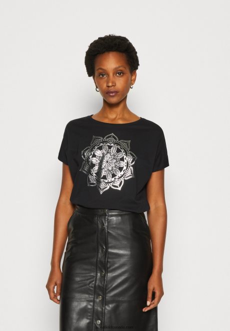 Anna Field Women Print T-Shirt Black H42J4Z332
