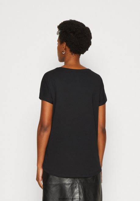 Anna Field Women Print T-Shirt Black H42J4Z332