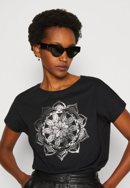 Anna Field Women Print T-Shirt Black H42J4Z332