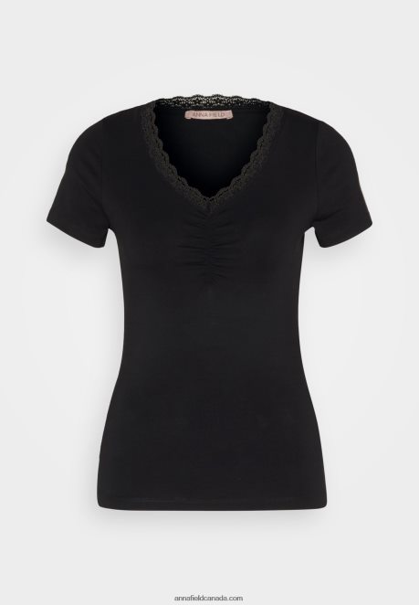 Anna Field Women Print T-Shirt Black H42J4Z353
