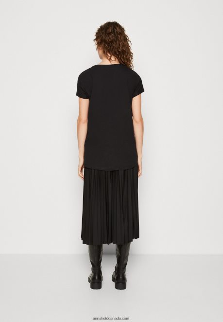 Anna Field Women Print T-Shirt Black H42J4Z358