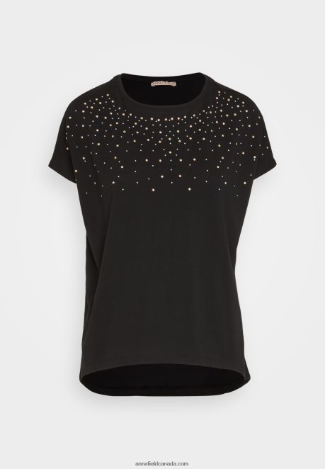 Anna Field Women Print T-Shirt Black H42J4Z358
