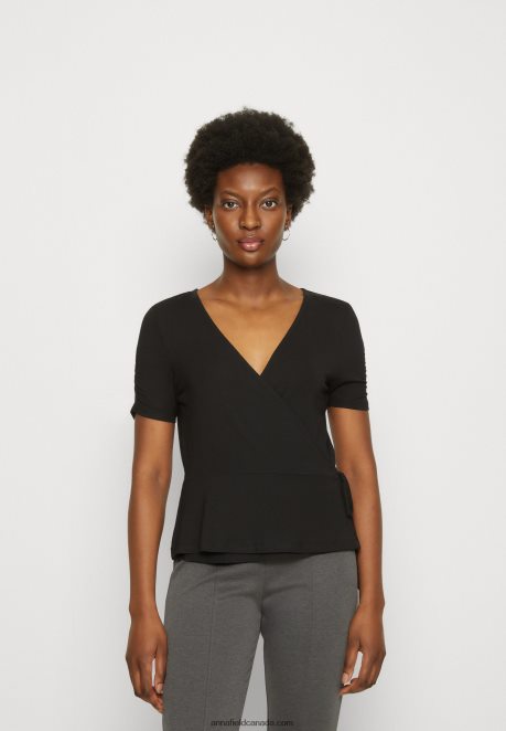Anna Field Women Print T-Shirt Black H42J4Z361