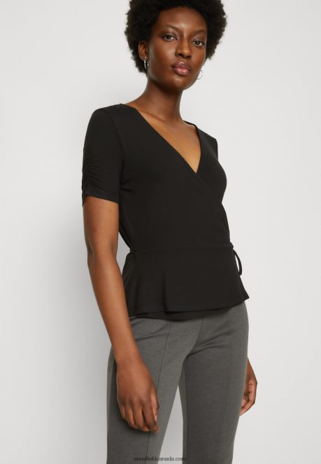 Anna Field Women Print T-Shirt Black H42J4Z361