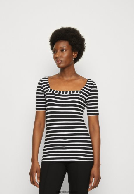 Anna Field Women Print T-Shirt Black/White H42J4Z298