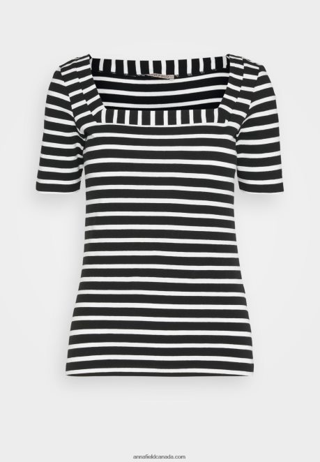 Anna Field Women Print T-Shirt Black/White H42J4Z298