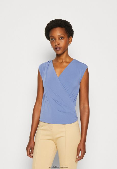 Anna Field Women Print T-Shirt Blue-Grey H42J4Z320
