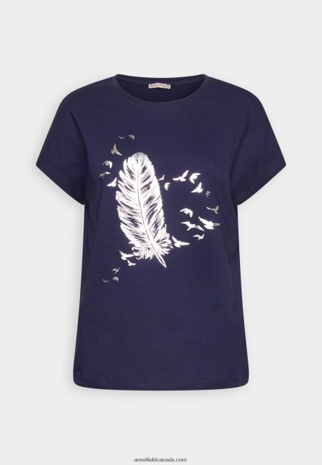 Anna Field Women Print T-Shirt Blue H42J4Z319