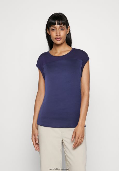 Anna Field Women Print T-Shirt Dark Blue H42J4Z253