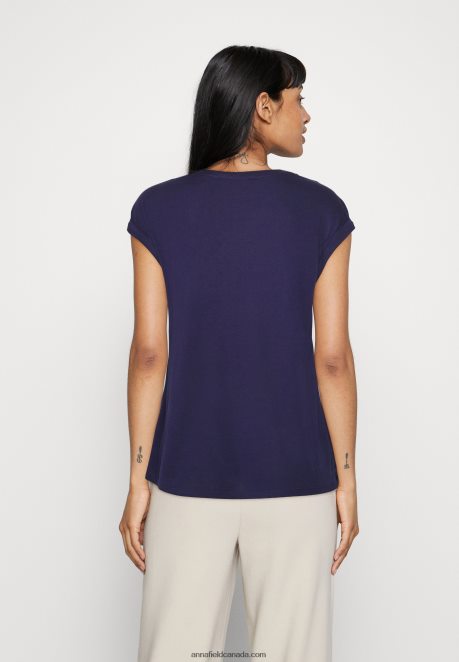 Anna Field Women Print T-Shirt Dark Blue H42J4Z253