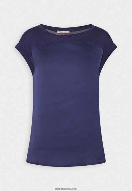 Anna Field Women Print T-Shirt Dark Blue H42J4Z253