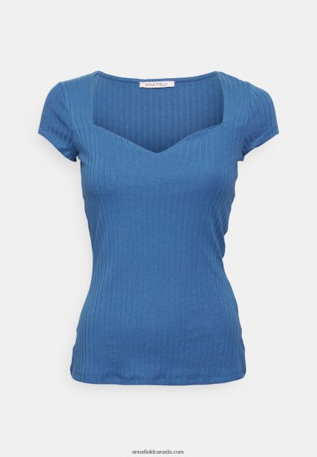 Anna Field Women Print T-Shirt Dark Blue H42J4Z275