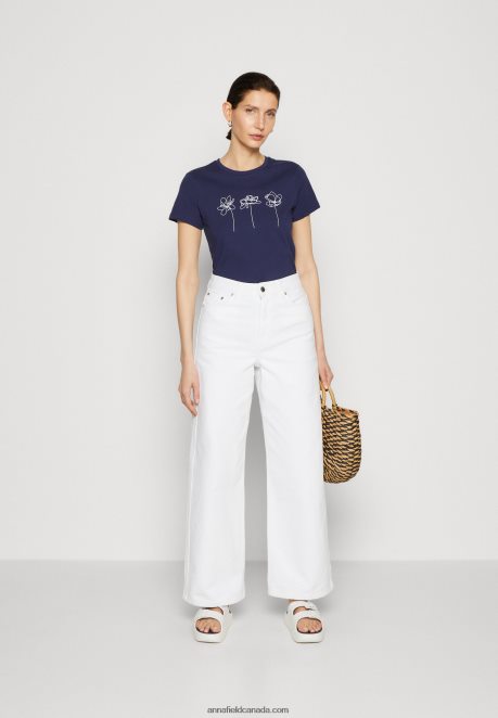 Anna Field Women Print T-Shirt Dark Blue H42J4Z313