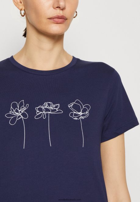 Anna Field Women Print T-Shirt Dark Blue H42J4Z313