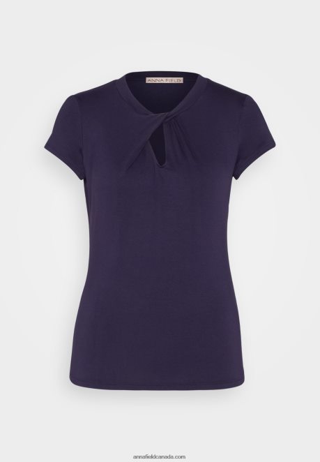 Anna Field Women Print T-Shirt Dark Blue H42J4Z355