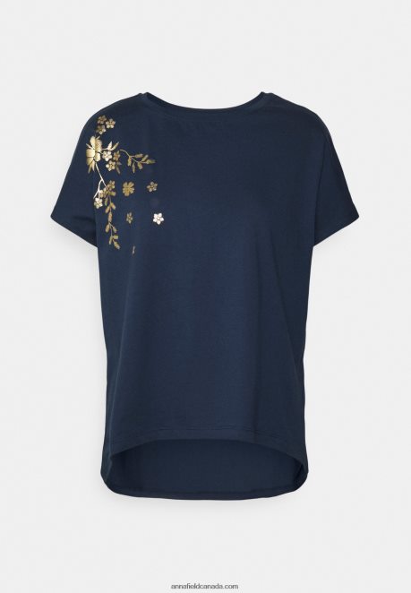Anna Field Women Print T-Shirt Dark Blue H42J4Z357