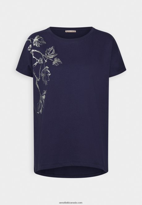 Anna Field Women Print T-Shirt Dark Blue H42J4Z362