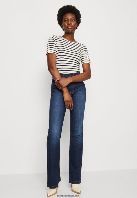 Anna Field Women Print T-Shirt Dark Blue/White H42J4Z339