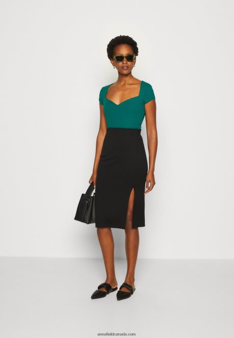 Anna Field Women Print T-Shirt Dark Green H42J4Z240