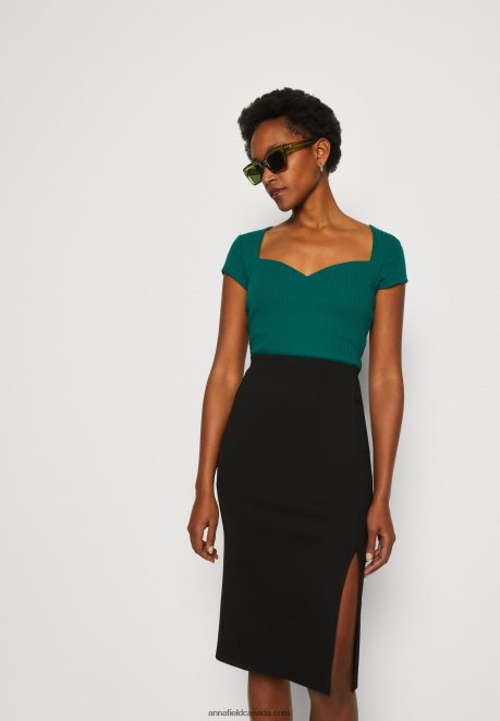 Anna Field Women Print T-Shirt Dark Green H42J4Z240