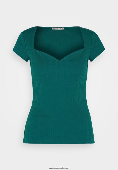 Anna Field Women Print T-Shirt Dark Green H42J4Z240