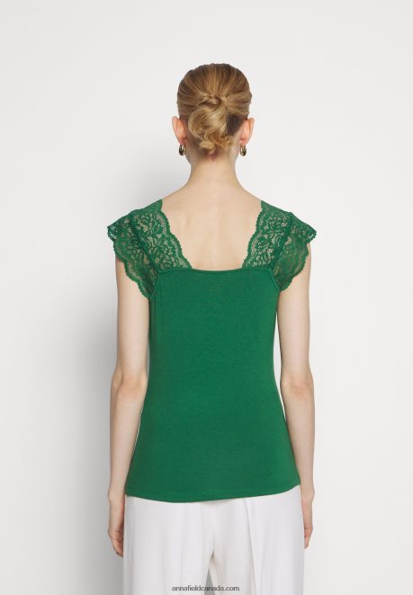 Anna Field Women Print T-Shirt Dark Green H42J4Z302