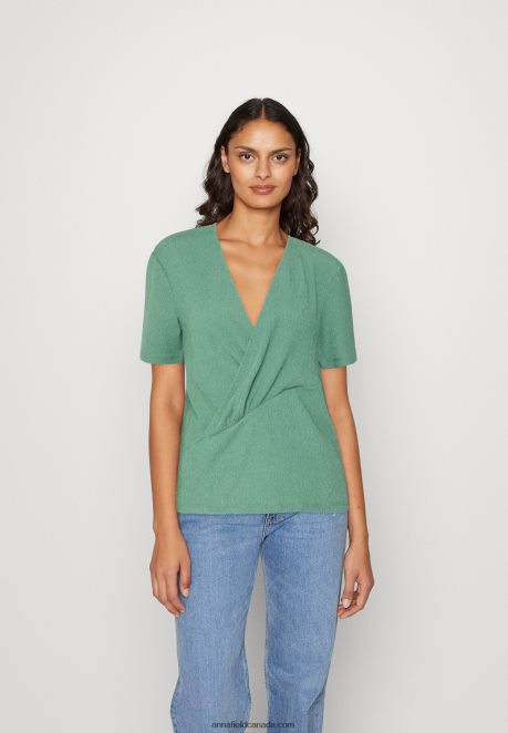 Anna Field Women Print T-Shirt Dark Green H42J4Z359