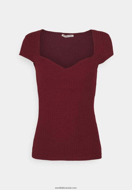 Anna Field Women Print T-Shirt Dark Red H42J4Z243