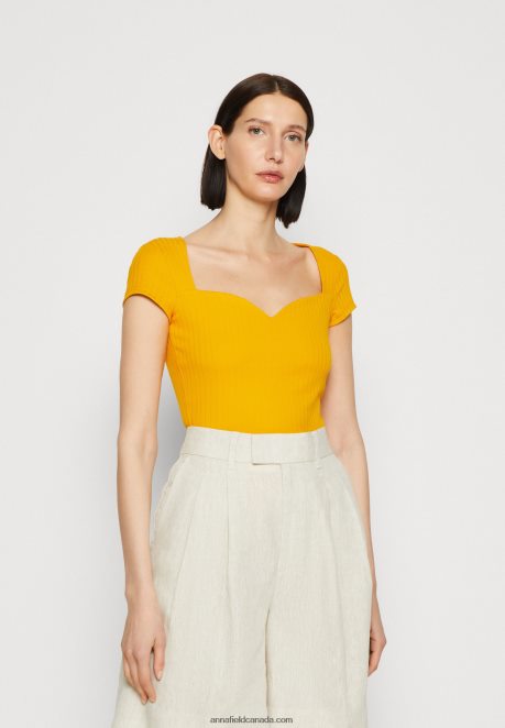 Anna Field Women Print T-Shirt Dark Yellow H42J4Z250