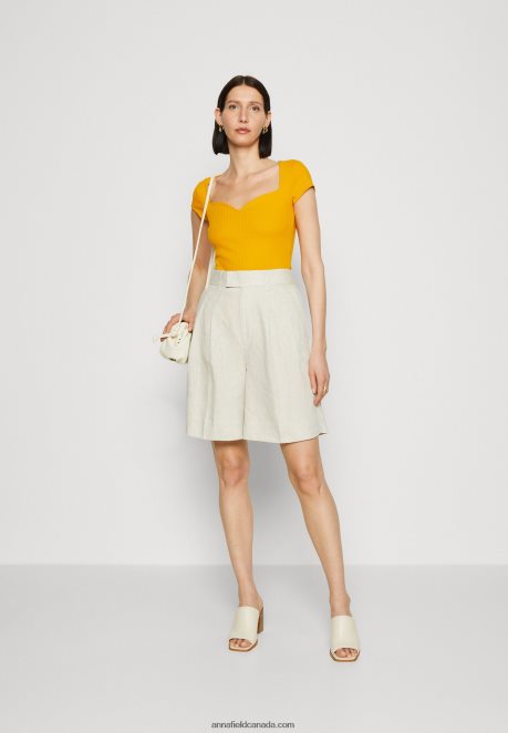 Anna Field Women Print T-Shirt Dark Yellow H42J4Z250
