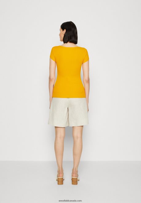 Anna Field Women Print T-Shirt Dark Yellow H42J4Z250