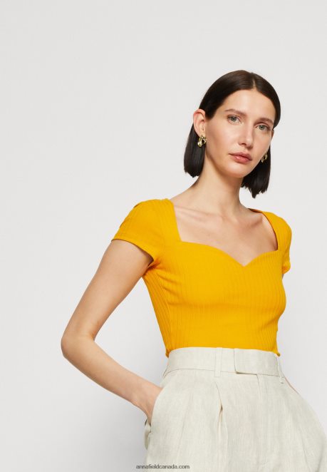 Anna Field Women Print T-Shirt Dark Yellow H42J4Z250