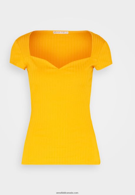 Anna Field Women Print T-Shirt Dark Yellow H42J4Z250