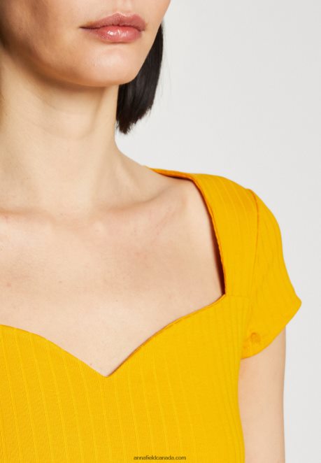 Anna Field Women Print T-Shirt Dark Yellow H42J4Z250