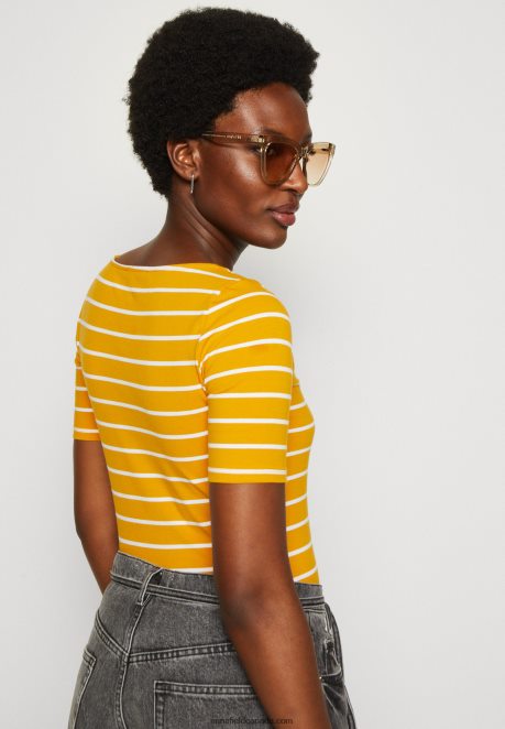 Anna Field Women Print T-Shirt Dark Yellow/White H42J4Z295