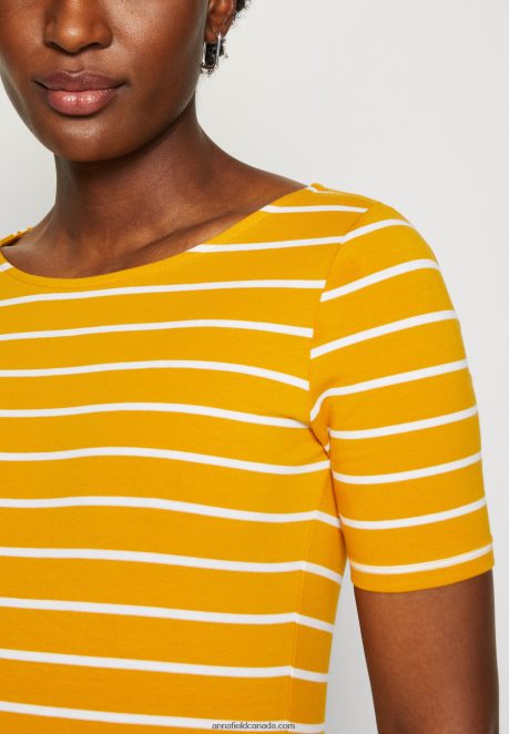 Anna Field Women Print T-Shirt Dark Yellow/White H42J4Z295