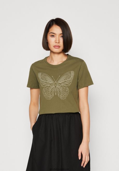 Anna Field Women Print T-Shirt Green H42J4Z349