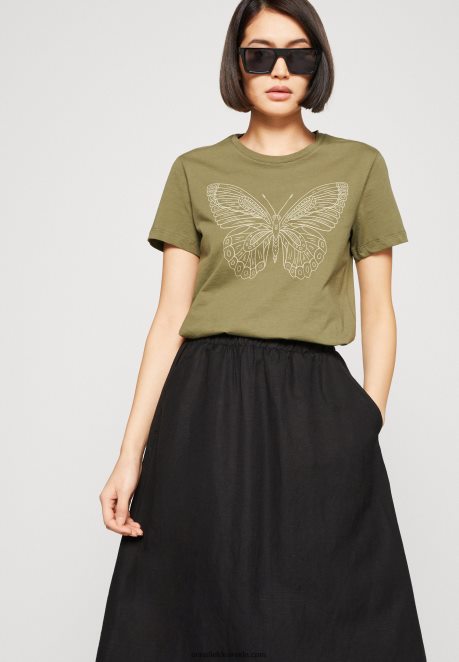 Anna Field Women Print T-Shirt Green H42J4Z349