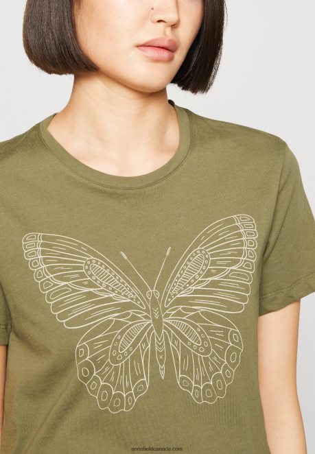 Anna Field Women Print T-Shirt Green H42J4Z349