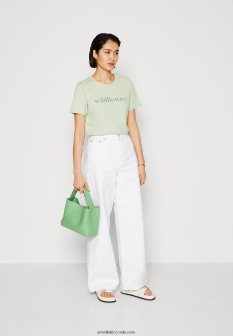 Anna Field Women Print T-Shirt Green H42J4Z373