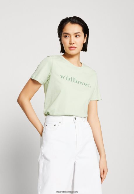 Anna Field Women Print T-Shirt Green H42J4Z373