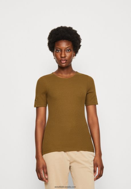 Anna Field Women Print T-Shirt Khaki H42J4Z368