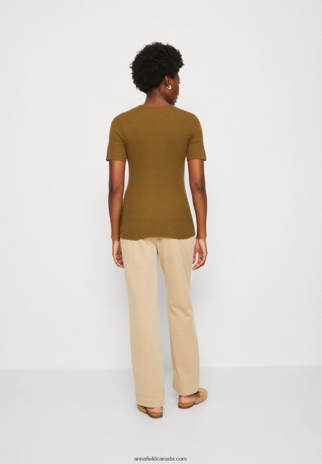 Anna Field Women Print T-Shirt Khaki H42J4Z368
