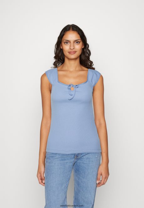 Anna Field Women Print T-Shirt Light Blue H42J4Z278