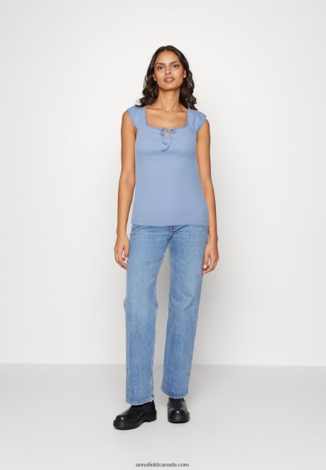 Anna Field Women Print T-Shirt Light Blue H42J4Z278