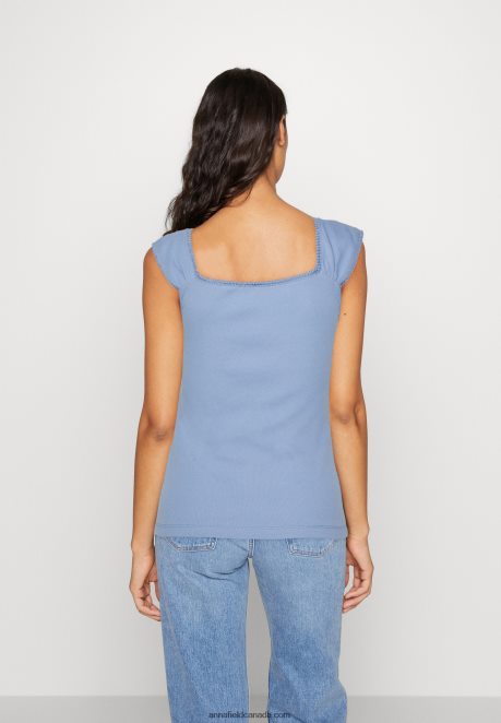 Anna Field Women Print T-Shirt Light Blue H42J4Z278