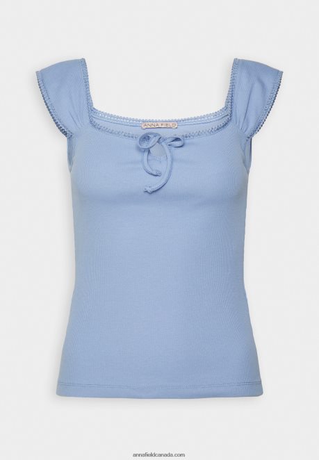 Anna Field Women Print T-Shirt Light Blue H42J4Z278