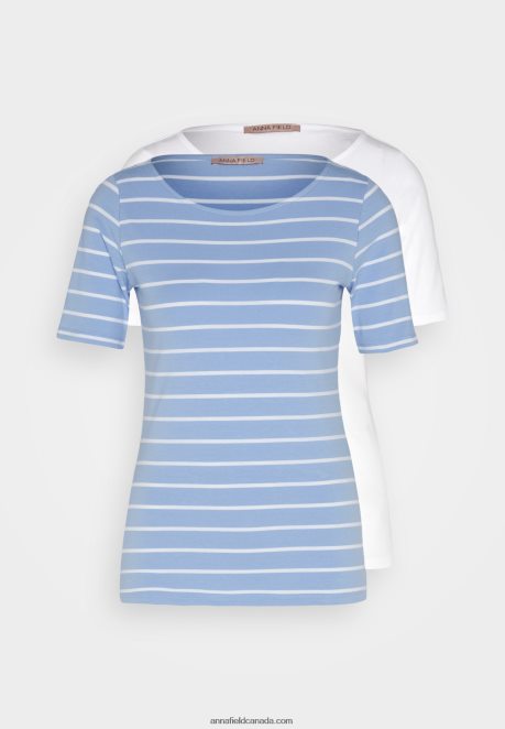 Anna Field Women Print T-Shirt Light Blue/White H42J4Z292